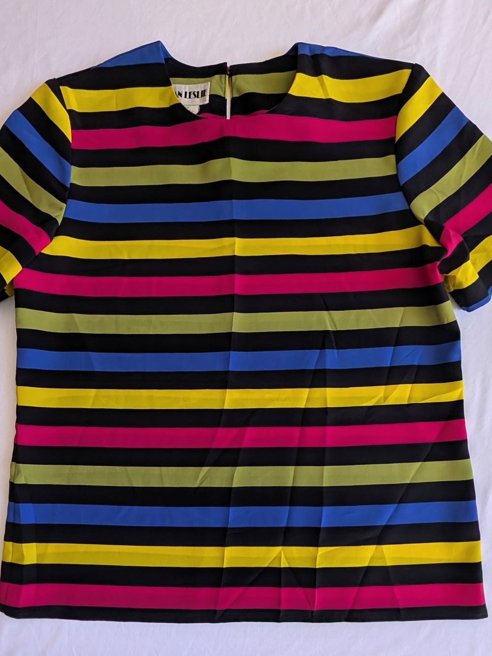 Vintage Joan Leslie Hot Pink and Olive Striped Top
